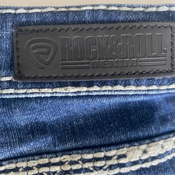 Rock & Roll Denim Riding Jeans Womens W36 L36 Mid Rise Boot Cut Thick Stitch Wes - Picture 7 of 12